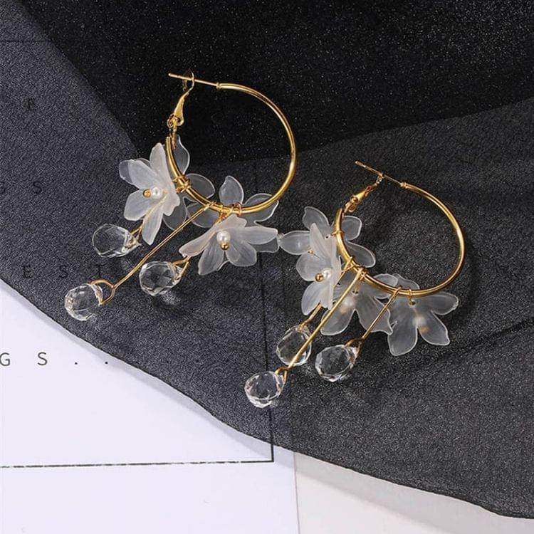 Lovely Clear Flower Shape Simple Crystal Stud Earrings For Women