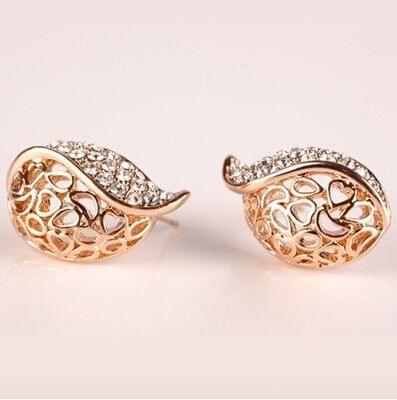 Elegant Half-Drilled Leaf Bud Shaped Hollow Exquisite Lady Temperament Earrings