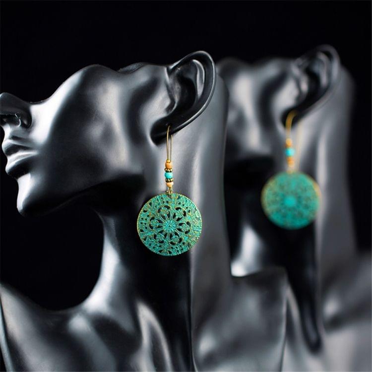 Bohemian Vintage Bronze Carved Water Drops Retro Earrings For Women(E020630)