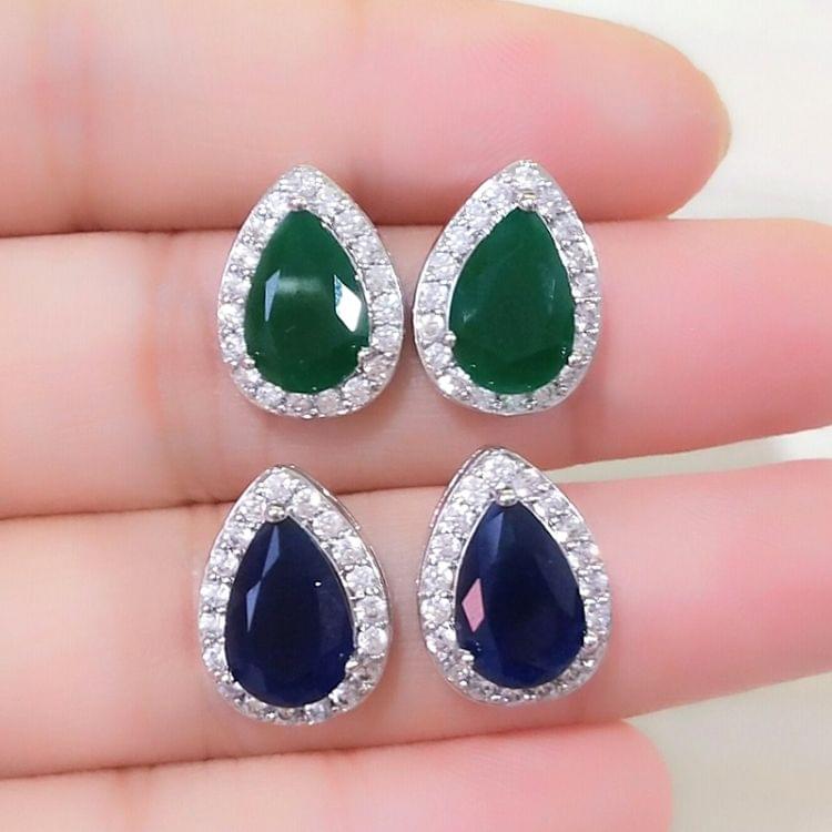 Heart Seed Drop Earrings Zircon Fashion Stud Earrings, Metal Color:White