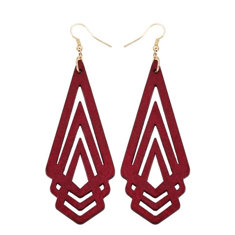 3 PCS Natural Wooden Earrings Geometic Hollow Triangle Personality Simple Fashion Jewelry For Woman, Metal Color:Green