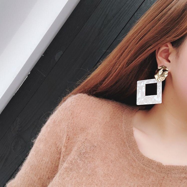 Big Acrylic White Geometric Earrings for Women