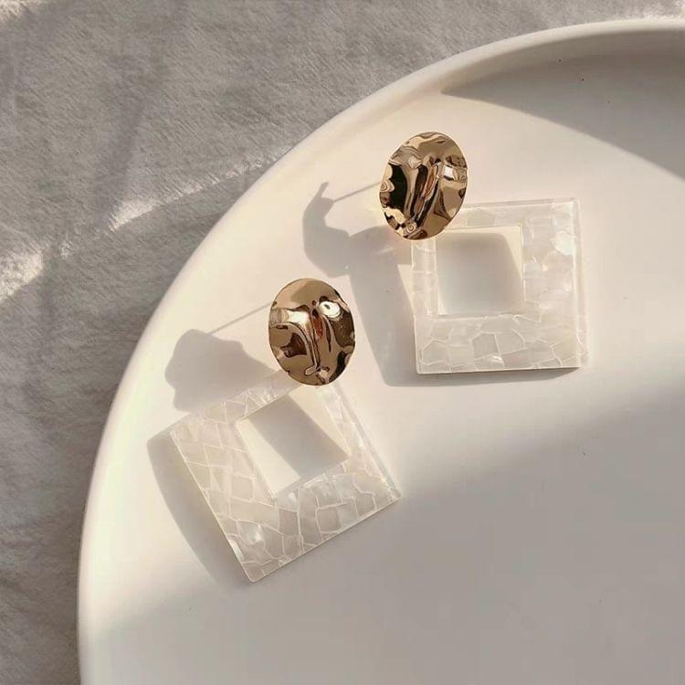 Big Acrylic White Geometric Earrings for Women