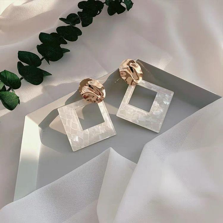 Big Acrylic White Geometric Earrings for Women