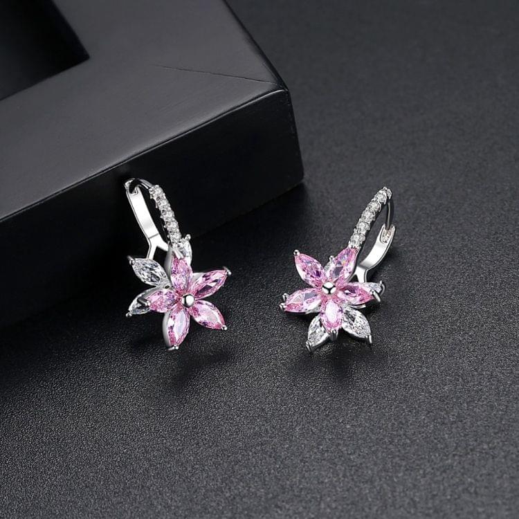 Cute Romantic Lovely Clear Stone Flower Shape Convenient Simple Stud Copper Cubic Zirconia Earrings(Yellow)