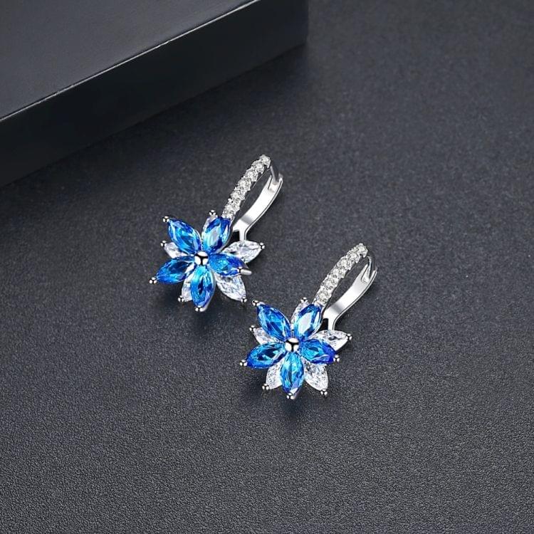 Cute Romantic Lovely Clear Stone Flower Shape Convenient Simple Stud Copper Cubic Zirconia Earrings(Yellow)