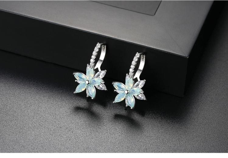 Cute Romantic Lovely Clear Stone Flower Shape Convenient Simple Stud Copper Cubic Zirconia Earrings(Yellow)