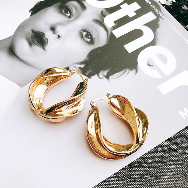 Women Twisted Geometric Hoop Chic Earrings(gold)