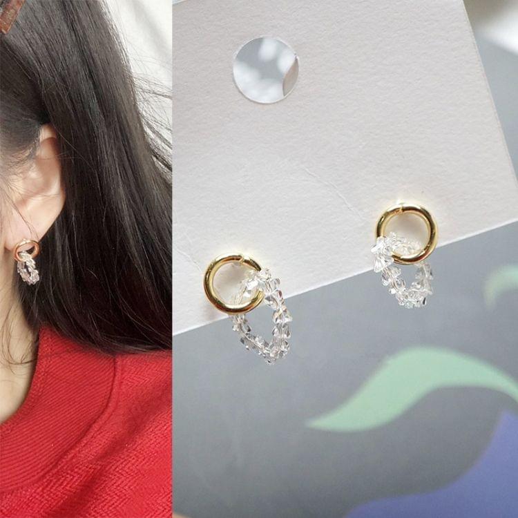 925 Silver Elegant Small Round Crystal Stud Earring for Women