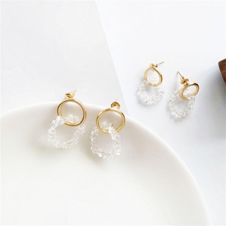 925 Silver Elegant Small Round Crystal Stud Earring for Women