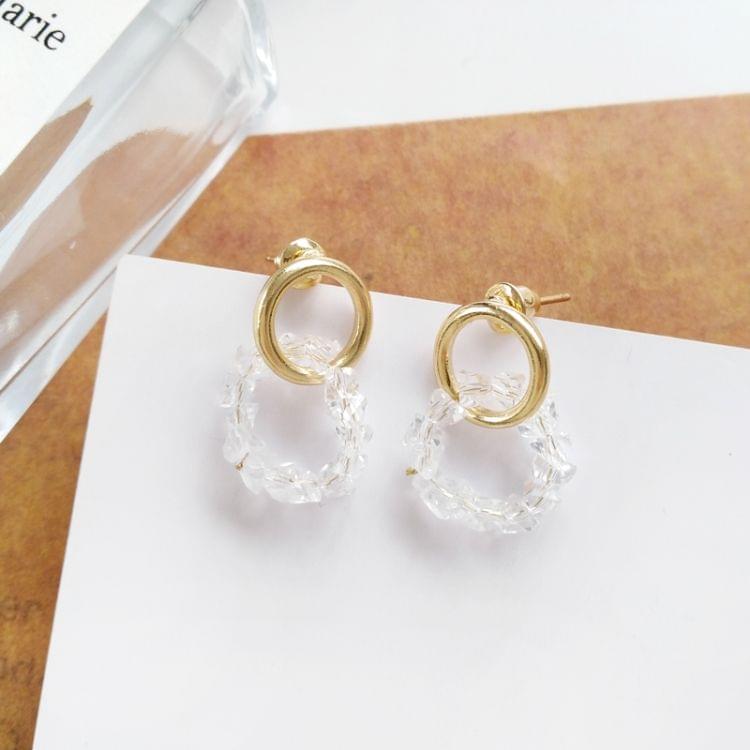 925 Silver Elegant Small Round Crystal Stud Earring for Women