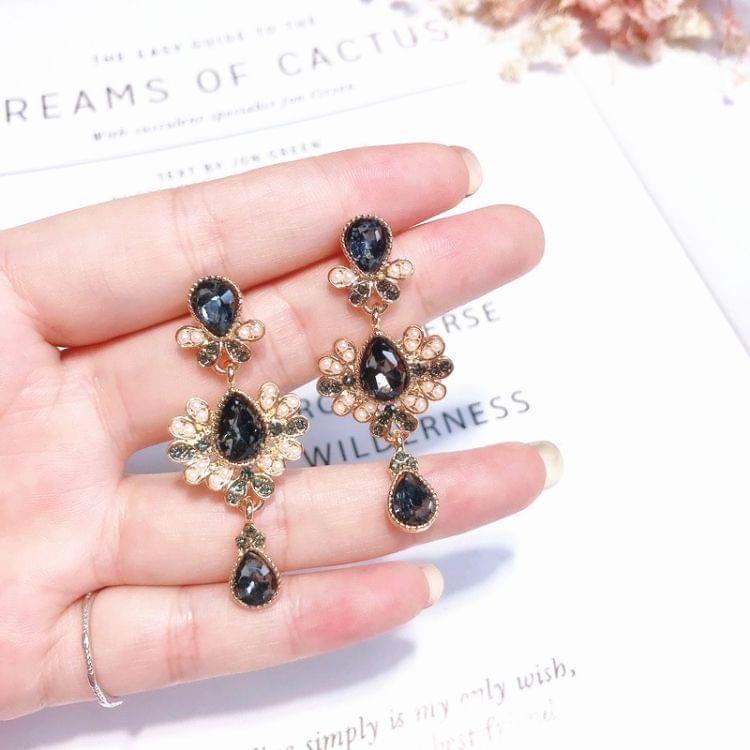 Vintage Crystal Flower Waterdrop Earrings for Women