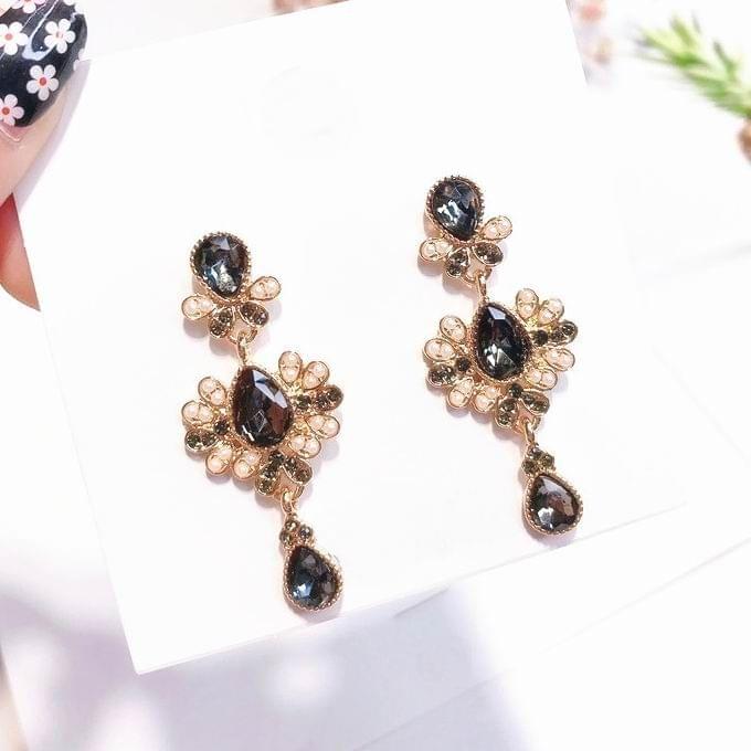 Vintage Crystal Flower Waterdrop Earrings for Women