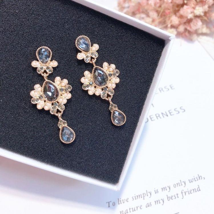 Vintage Crystal Flower Waterdrop Earrings for Women