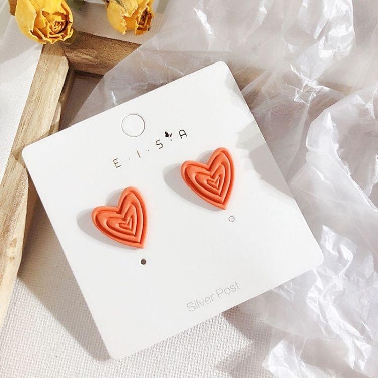 Sweet Simple Elegant Heart Shape Scrub Fluorescent Color Earring for Women(Orange)