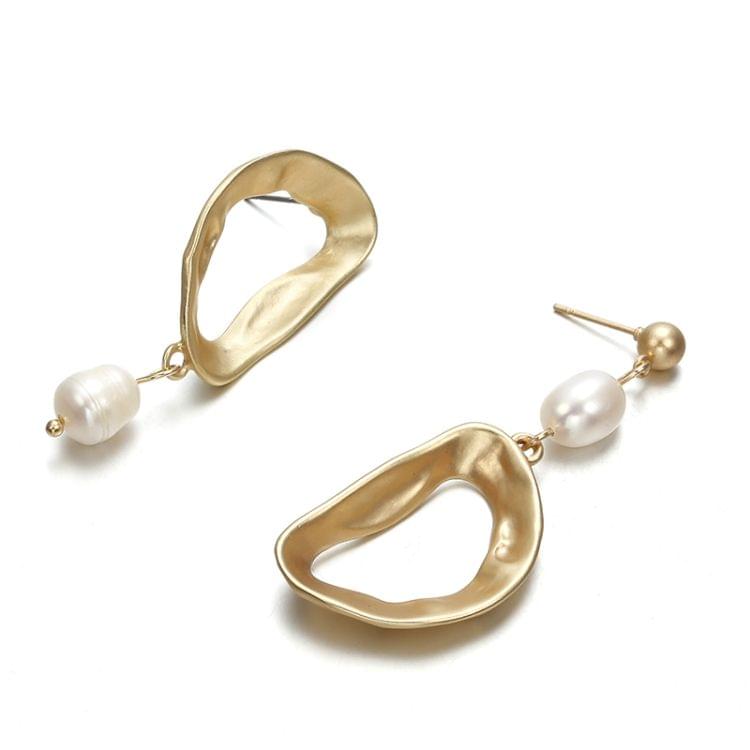 Fashion Simple Asymmetric Hollow Pearls Earring for Women