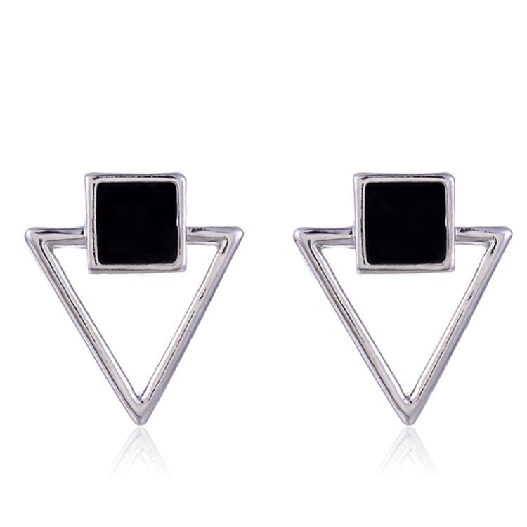 Drop Earrings Women Jewelry Square Hollow Triangle Earring(Silver Color)