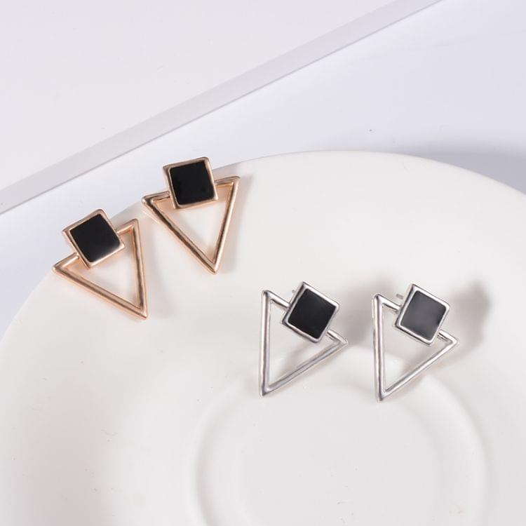 Drop Earrings Women Jewelry Square Hollow Triangle Earring(Silver Color)