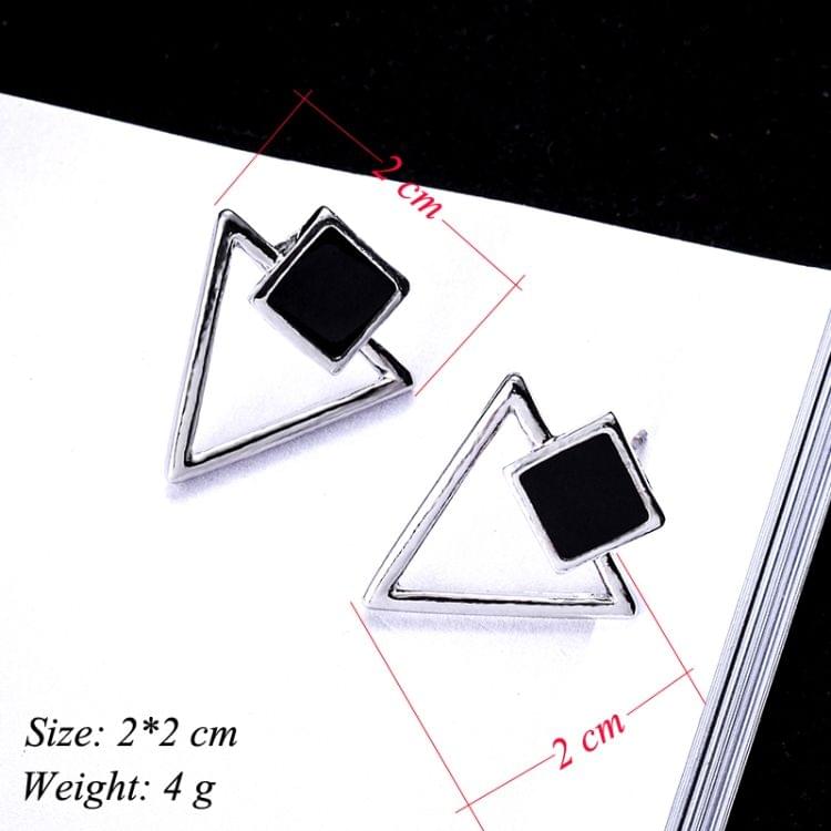 Drop Earrings Women Jewelry Square Hollow Triangle Earring(Silver Color)