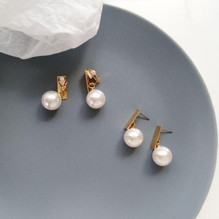 Fashion Simple Metal Geometric Pearl Earring for Girls(Clip Earrings)