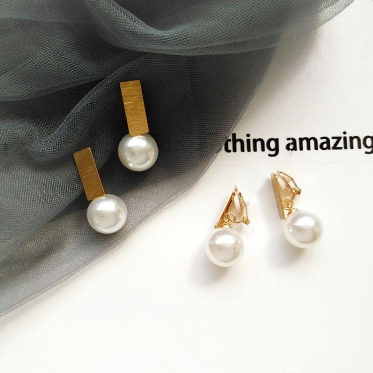 Fashion Simple Metal Geometric Pearl Earring for Girls(Clip Earrings)