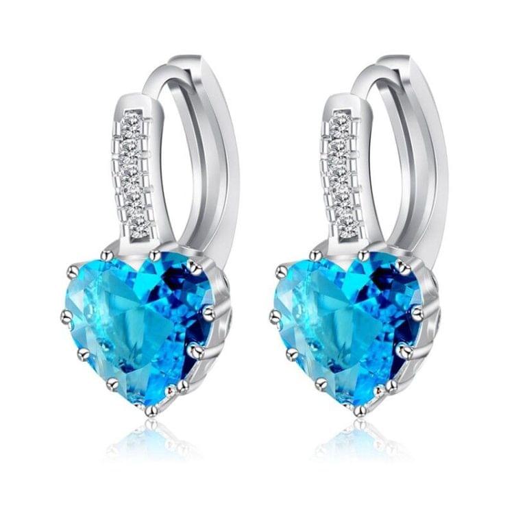 Cute Heart Real 925 Sterling Silver Cubic Zirconia Stone Earrings