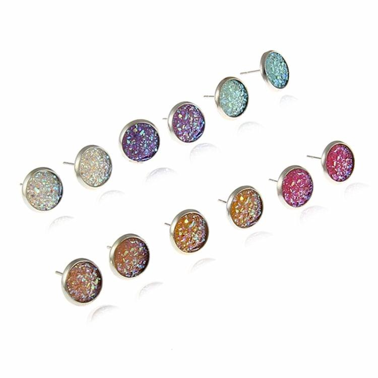 6 Pairs Colorful Round Earrings Combination