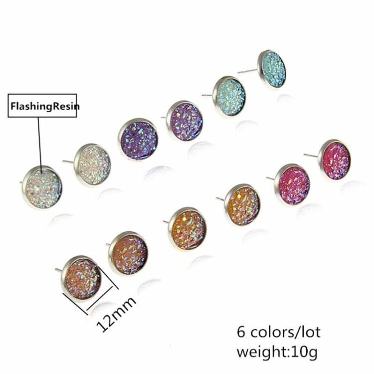 6 Pairs Colorful Round Earrings Combination