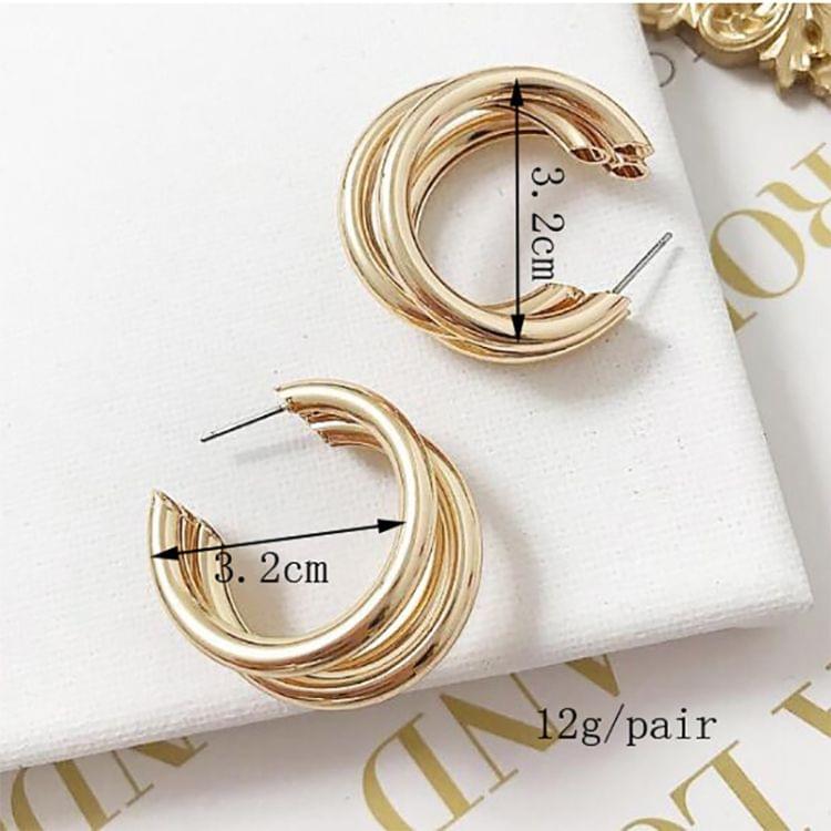 Trendy Round Small Hoop Smooth Earrings Simple Style Charm Earings For Women(golden)