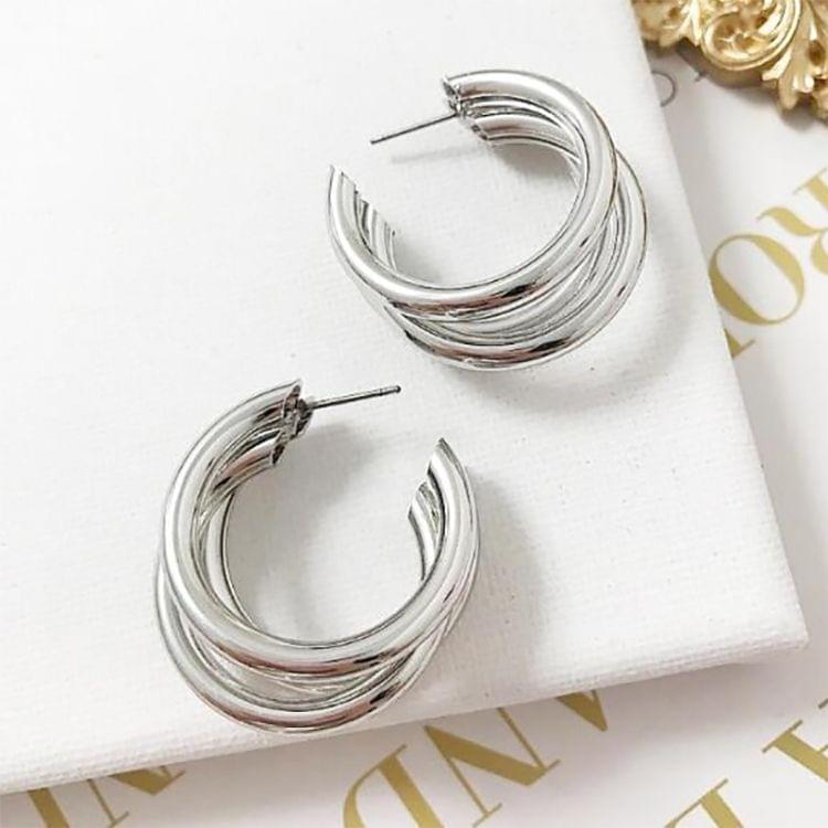 Trendy Round Small Hoop Smooth Earrings Simple Style Charm Earings For Women(golden)