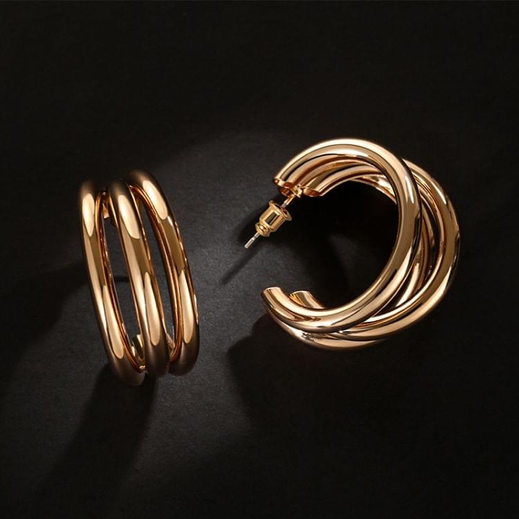 Trendy Round Small Hoop Smooth Earrings Simple Style Charm Earings For Women(golden)