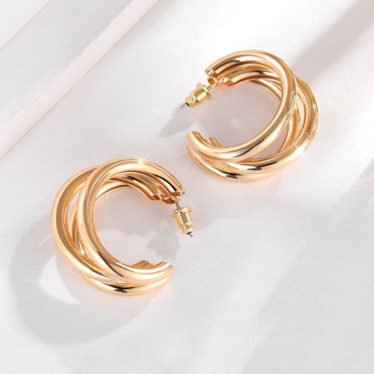 Trendy Round Small Hoop Smooth Earrings Simple Style Charm Earings For Women(golden)