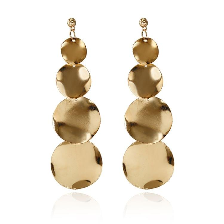 Women Rock Punk Big Round Geometric Metal Long Dangle Earrings For Women, Metal Color:gold