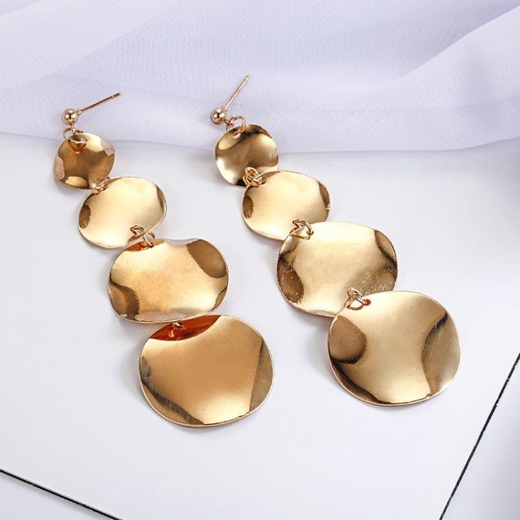 Women Rock Punk Big Round Geometric Metal Long Dangle Earrings For Women, Metal Color:gold