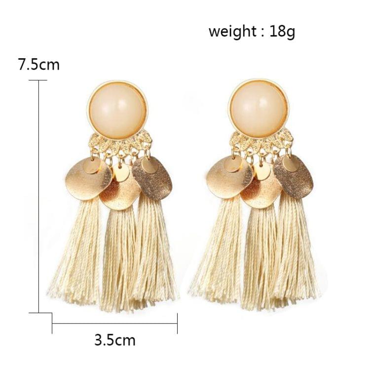 Bohemia Women Dangle Drop Earrings Round Resin Tassel Earrings(Orange)