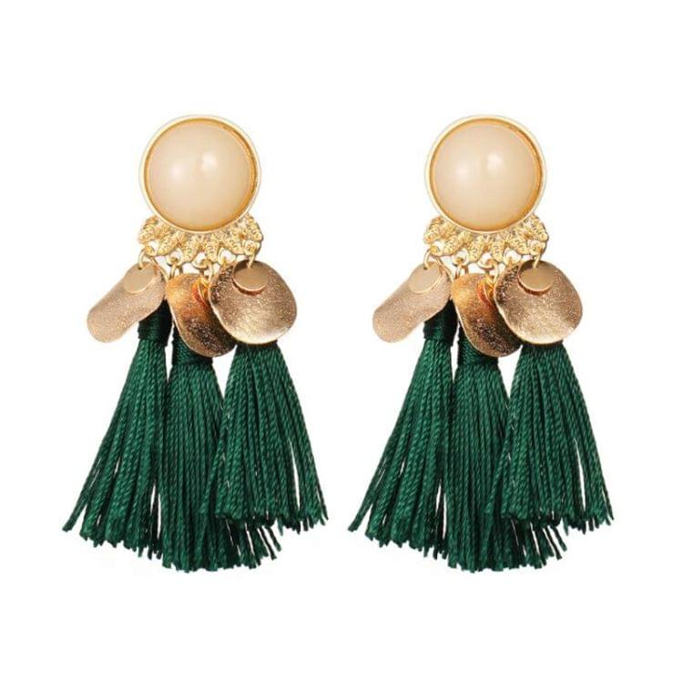 Bohemia Women Dangle Drop Earrings Round Resin Tassel Earrings(Orange)