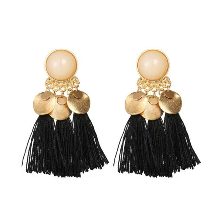 Bohemia Women Dangle Drop Earrings Round Resin Tassel Earrings(Orange)