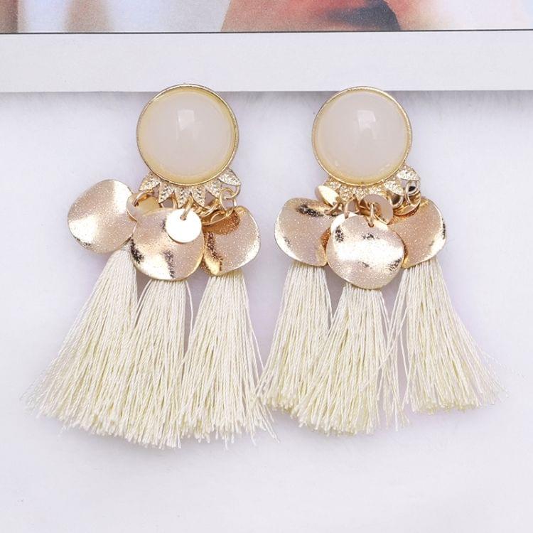 Bohemia Women Dangle Drop Earrings Round Resin Tassel Earrings(Orange)