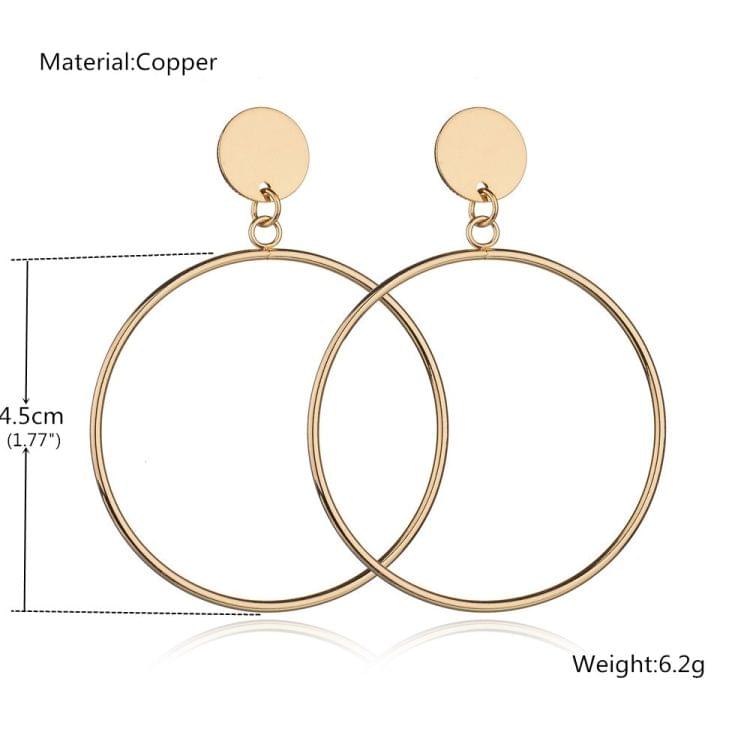 Simple Trendy Geometric Big Round Circle Earrings Women Fashion Large Hollow Drop Earrings Jewelry(Sliver)