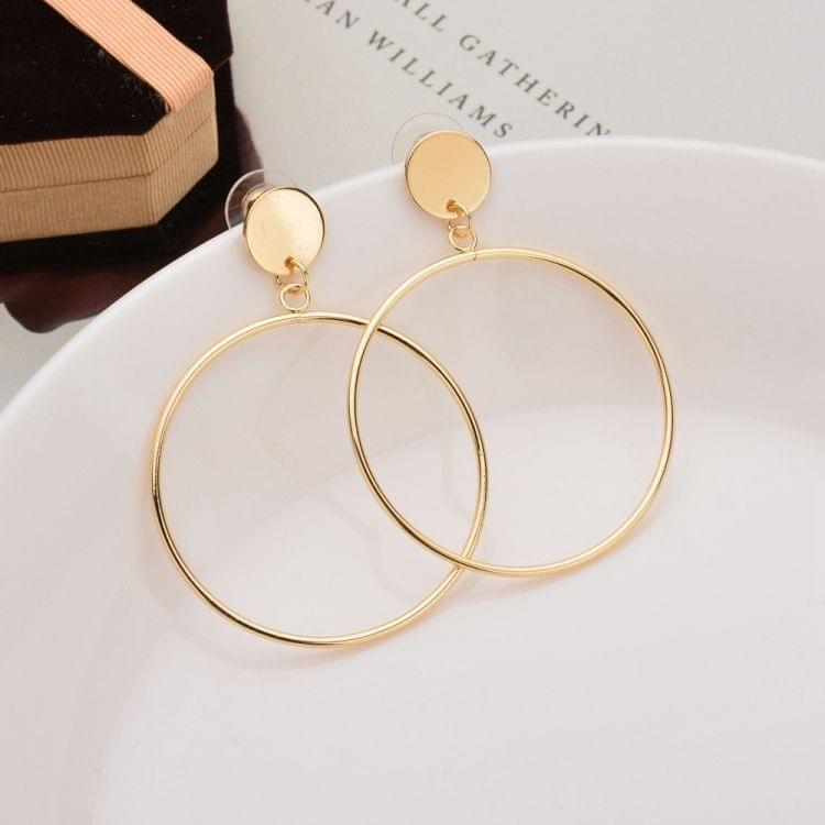 Simple Trendy Geometric Big Round Circle Earrings Women Fashion Large Hollow Drop Earrings Jewelry(Sliver)