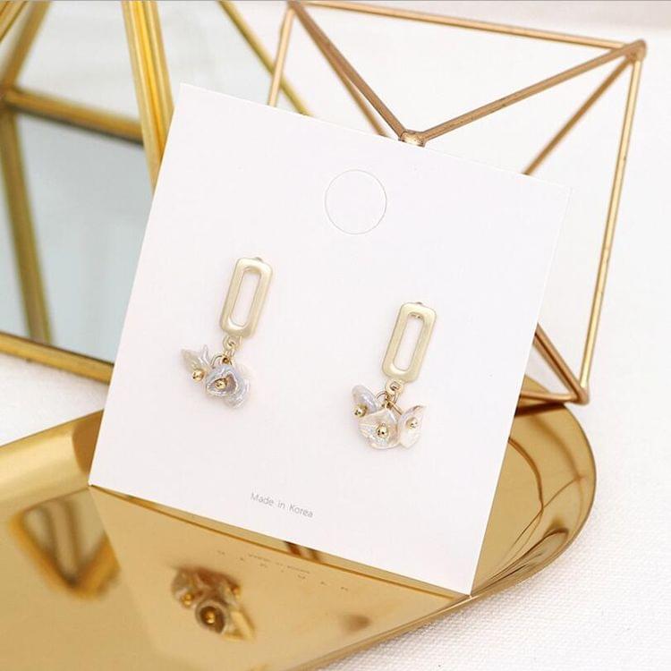 925 Sterling Silver Pin Pearl Geometric Hollow Metal Stud Earrings for Women Jewelry