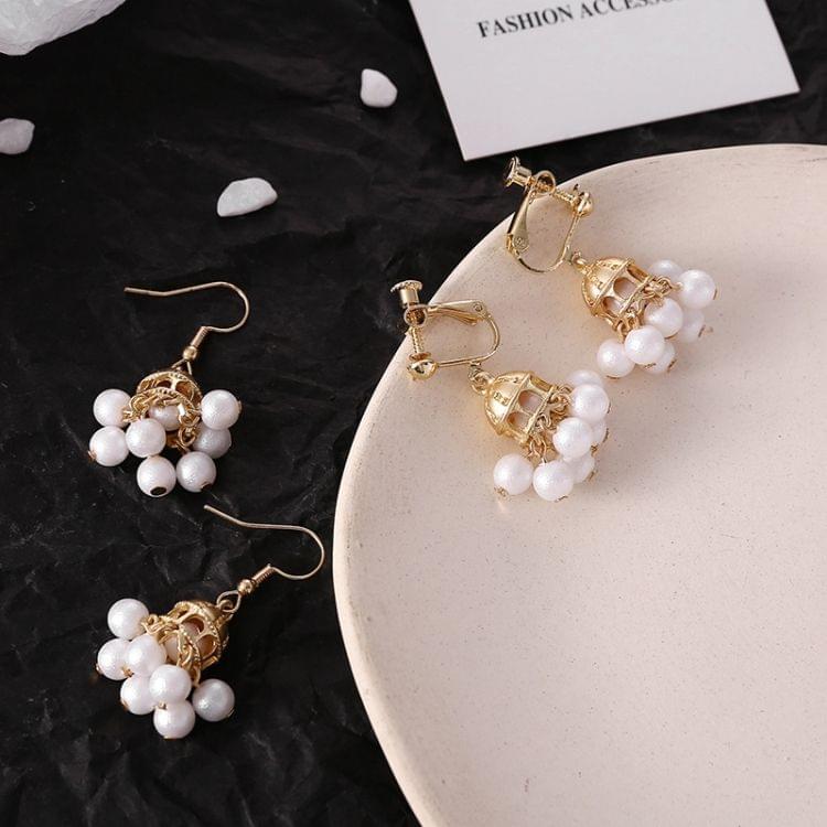 Vintage Temperament Simple Pearl Tassel Birdcage Shape Earring(Clip Earring)