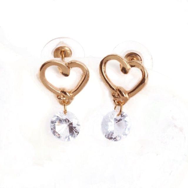 2 PCS Women Elegant Fashion Crystal  Heart Design Earring