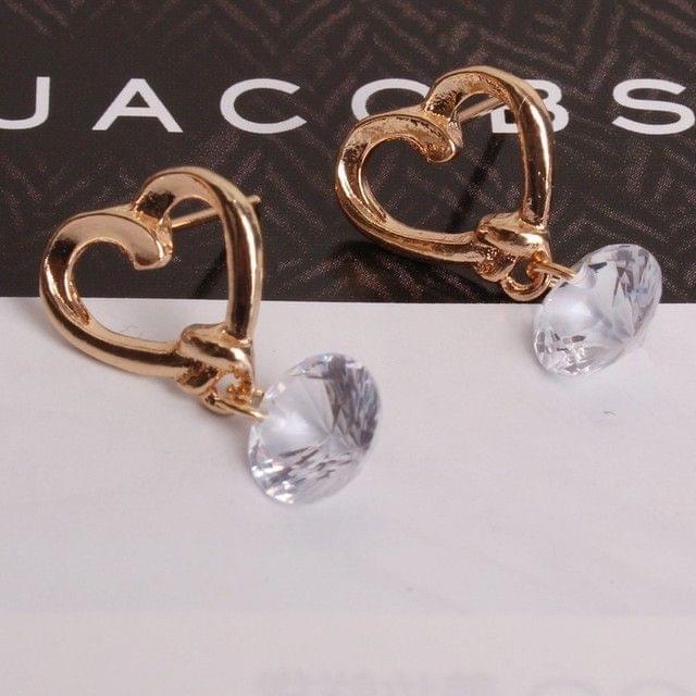 2 PCS Women Elegant Fashion Crystal  Heart Design Earring