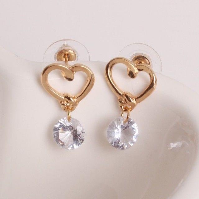 2 PCS Women Elegant Fashion Crystal  Heart Design Earring