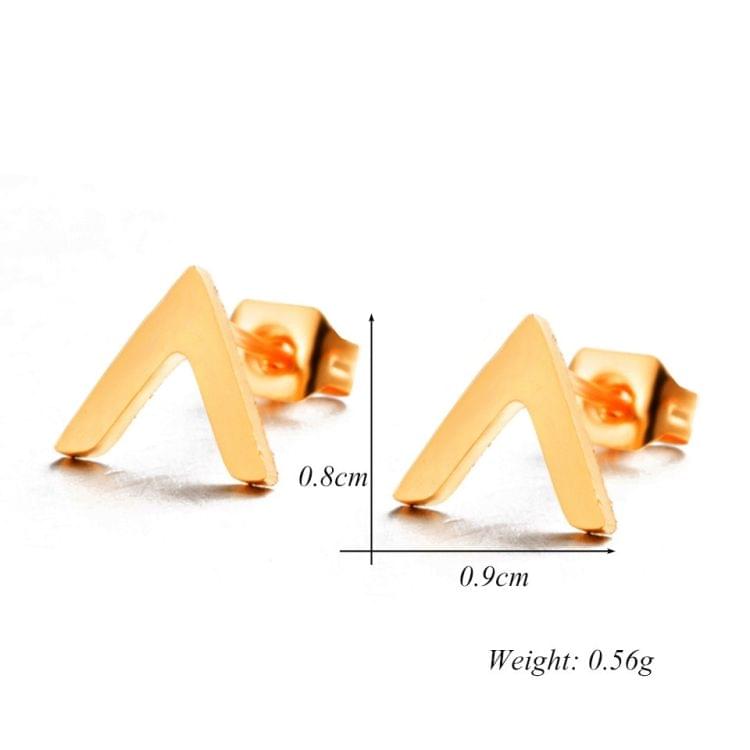 Women Trendy  Simple Stainless Steel Letter V Shape Stud Earrings(Gold)