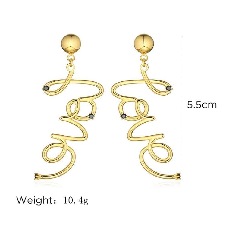 Fashion Love Letter Earrings For Women(Gold )