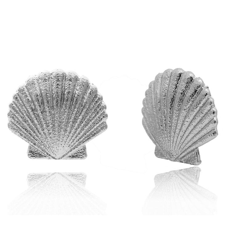 Simple Fashion geometric Scallop Shape Earrings for Women(Silver)