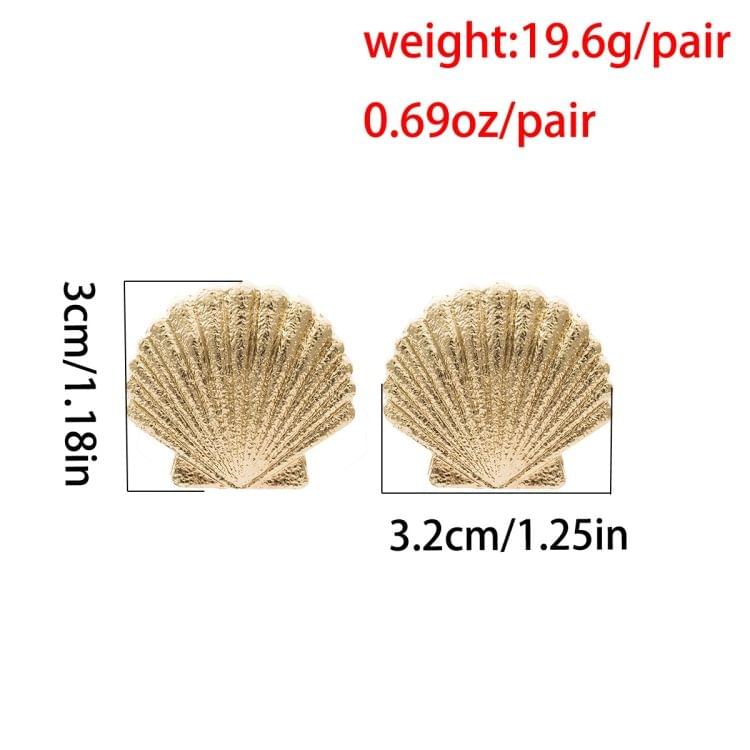 Simple Fashion geometric Scallop Shape Earrings for Women(Silver)