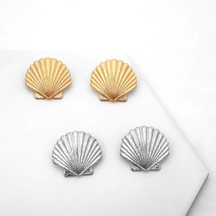 Simple Fashion geometric Scallop Shape Earrings for Women(Silver)